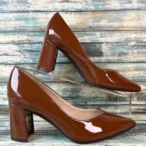 Marc Fisher Pumps Womens Size 6M Brown Pointed Toe Block Heel Dress Formal Shoes